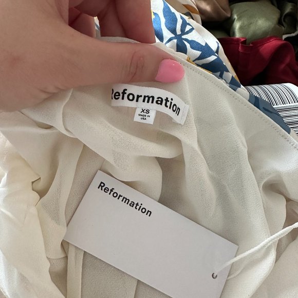 NWT Reformation Joana Strapless Silk Charmeuse Midi Dress Sz XS Livia Floral - Picture 2 of 8